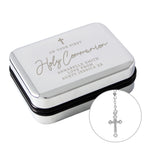 Nickel plated trinket box with rosary beads