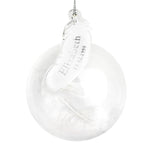 Glass bauble with feather tag