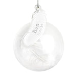 Glass bauble with feather tag