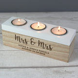 Personalised Wooden Triple Tea Light Holder & Storage Box