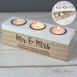 Personalised Wooden Triple Tea Light Holder & Storage Box