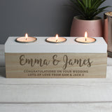 Personalised Wooden Triple Tea Light Holder & Storage Box