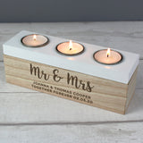 Personalised Wooden Triple Tea Light Holder & Storage Box
