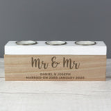 Personalised Wooden Triple Tea Light Holder & Storage Box