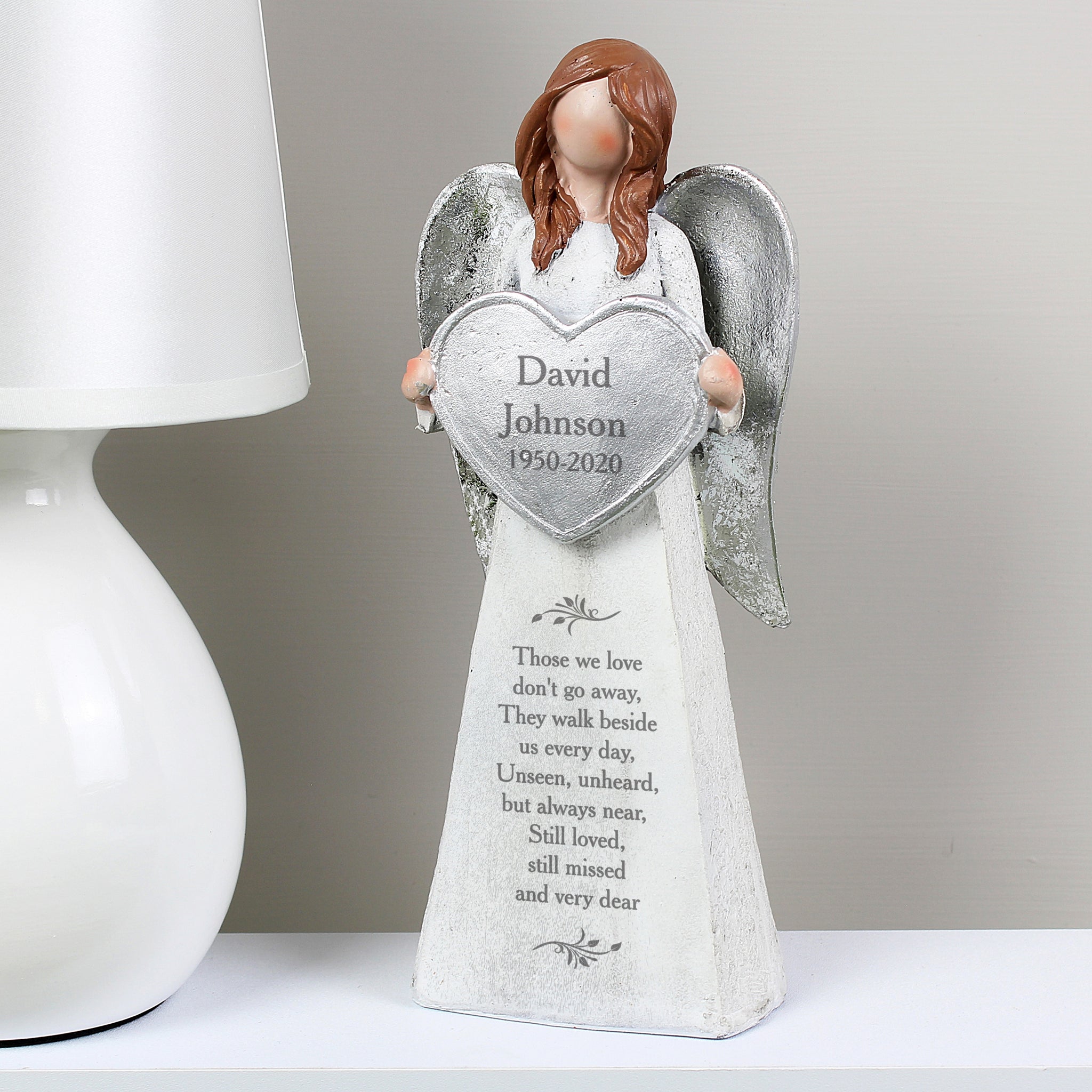 Personalised memorial resin angel
