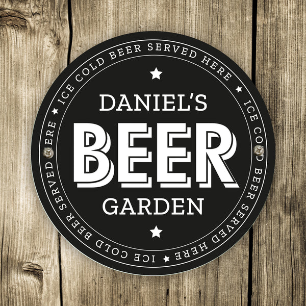 Personalised Beer Garden Black Plaque
