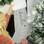 Personalised Velvet Grey Christmas Stocking