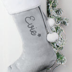 Personalised Velvet Grey Christmas Stocking