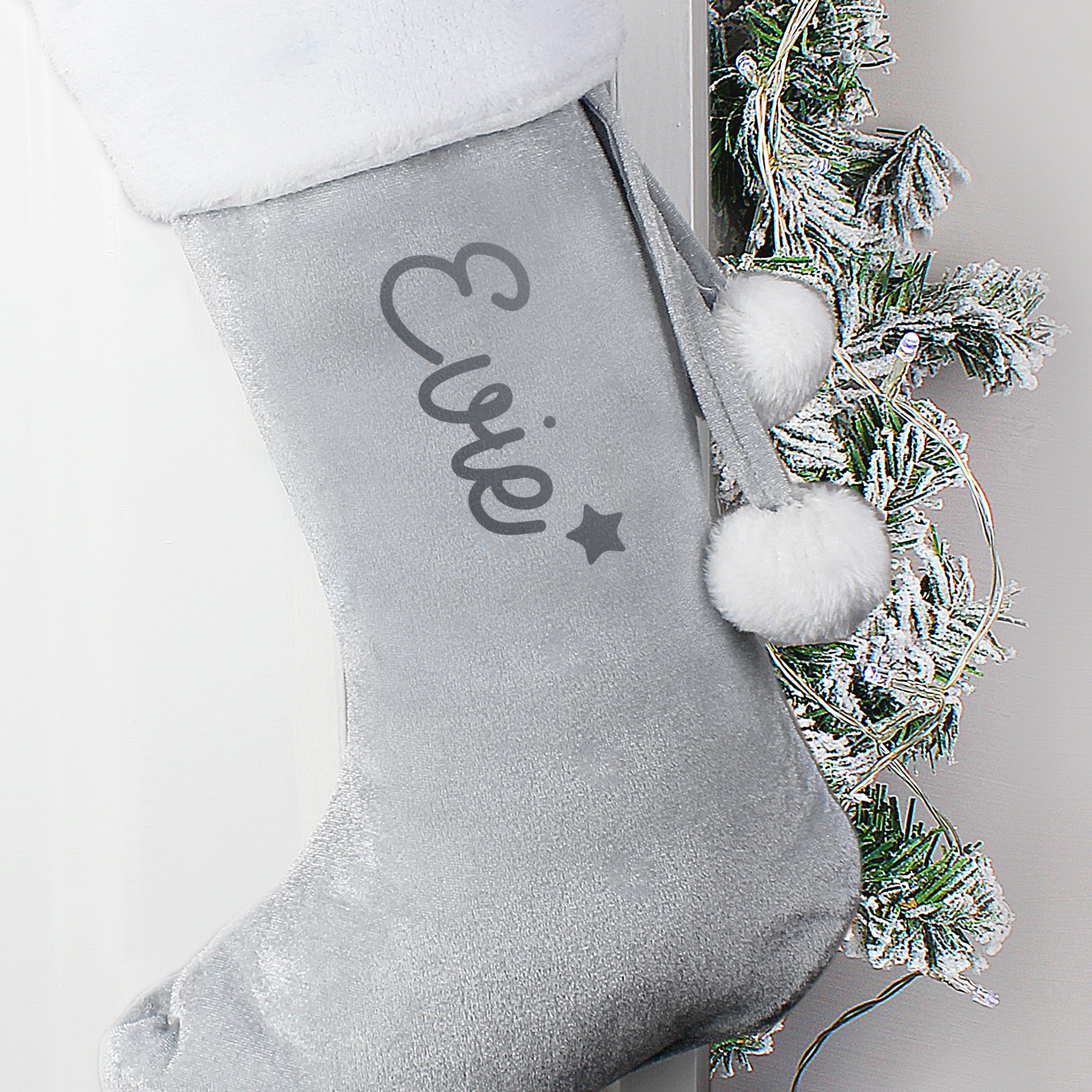 Personalised Velvet Grey Christmas Stocking