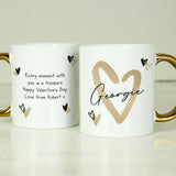 Personalised Gold Handled Mug - Hearts