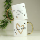 Personalised Gold Handled Mug - Hearts