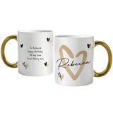 Personalised Gold Handled Mug - Hearts