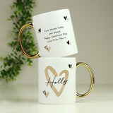 Personalised Gold Handled Mug - Hearts