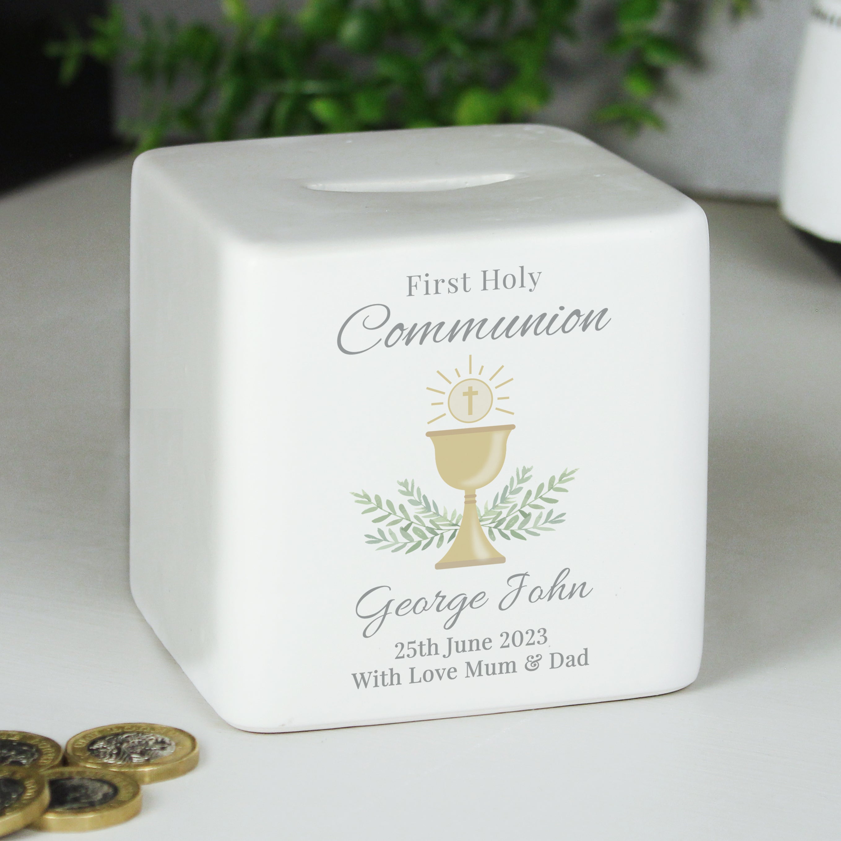 Square ceramic money box
