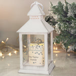 Personalised silver reindeer white LED Lantern