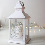 Personalised silver reindeer white LED Lantern