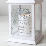 Personalised silver reindeer white LED Lantern