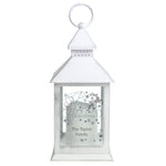 Personalised silver reindeer white LED Lantern