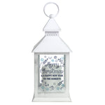 White rustic personalised LED candle lantern