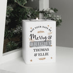 Personalised white wooden tea light holder