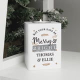 Personalised white wooden tea light holder