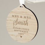 Personalised Wooden Mr & Mrs Christmas Decoration