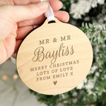 Personalised Wooden Mr & Mrs Christmas Decoration