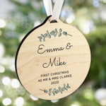 Personalised Wooden Mr & Mrs Christmas Decoration