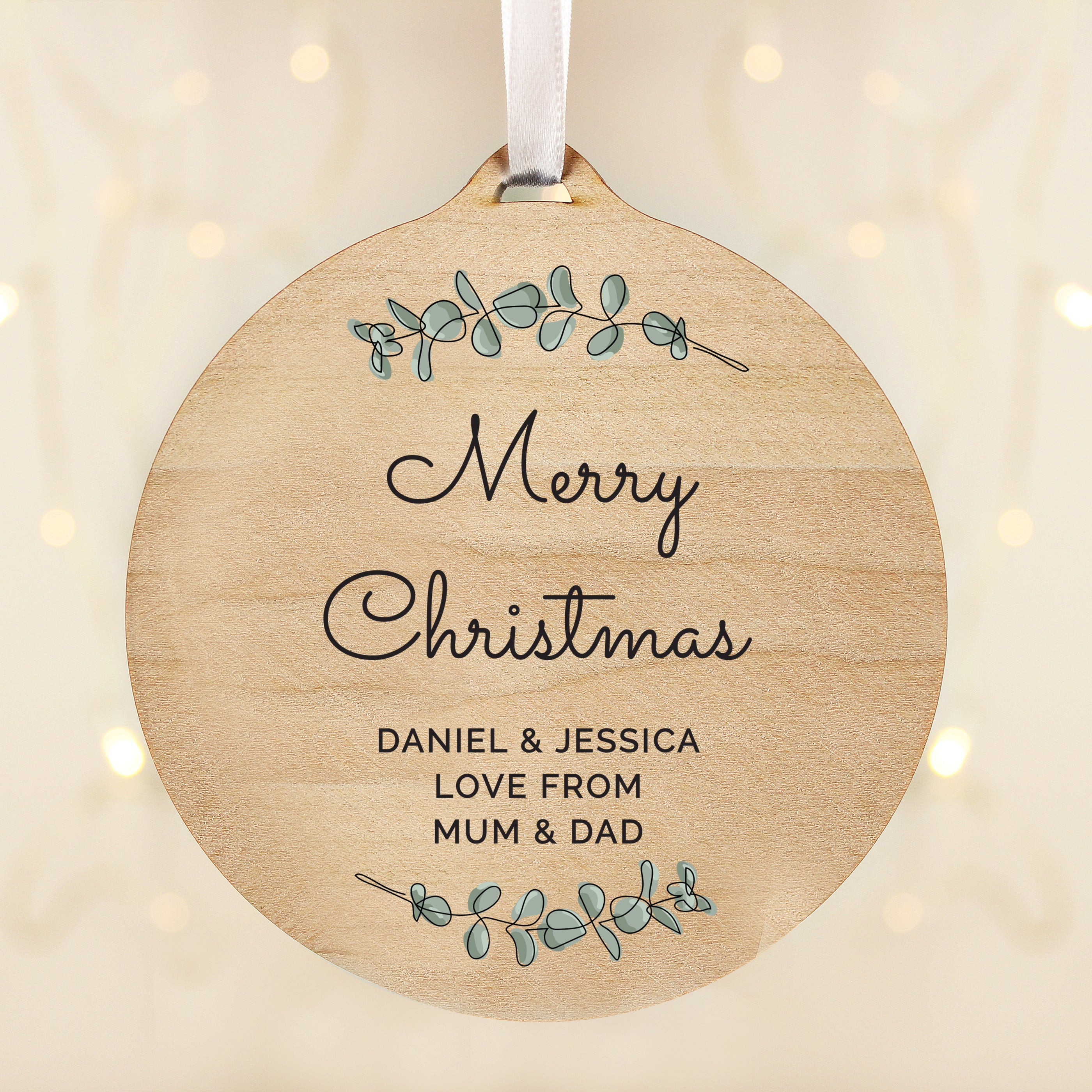 Personalised Wooden Mr & Mrs Christmas Decoration