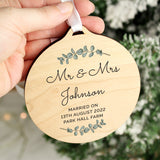 Personalised Wooden Mr & Mrs Christmas Decoration