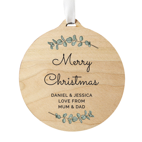 Personalised Wooden Mr & Mrs Christmas Decoration