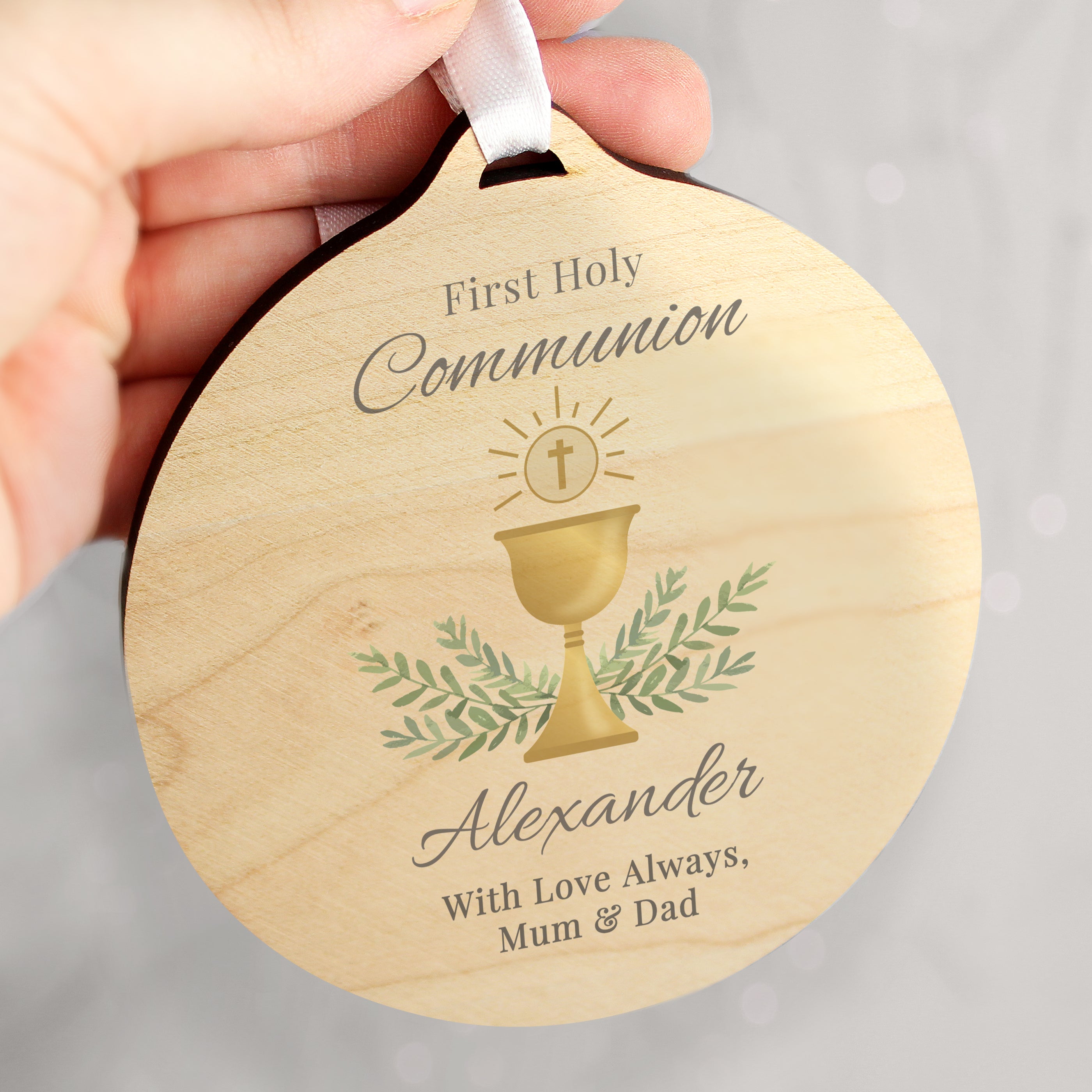 Round wooden Communion decoration