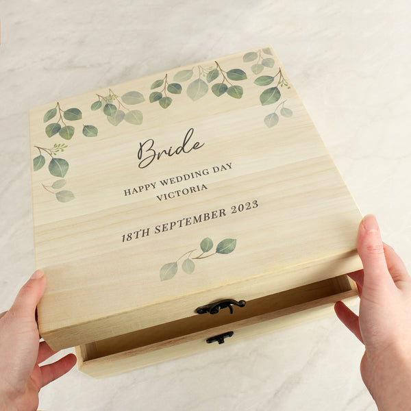 Personalised Botanical Wooden Wedding Keepsake Box