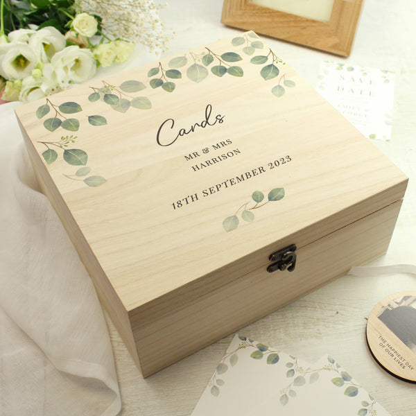 Personalised Botanical Wooden Wedding Keepsake Box