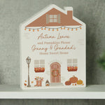 Personalised wooden house ornament for Autumn.