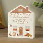 Personalised wooden house ornament for Autumn.