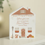 Personalised wooden house ornament for Autumn.
