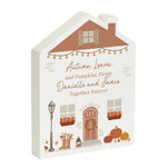 Personalised wooden house ornament for Autumn.