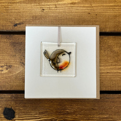 Marc Peters Glass Greeting Card - Robin