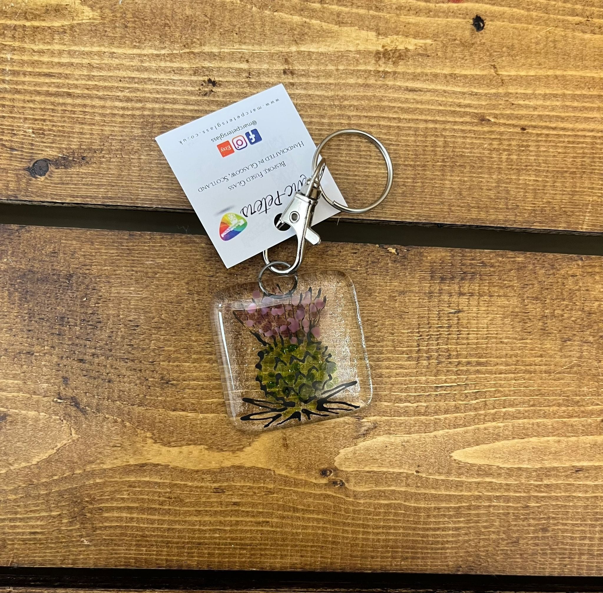 Marc Peters Glass Keyring - Thistle