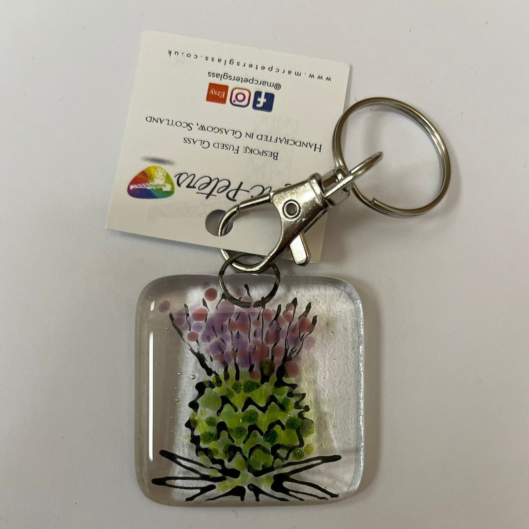 Marc Peters Glass Keyring - Thistle