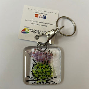 Marc Peters Glass Keyring - Thistle