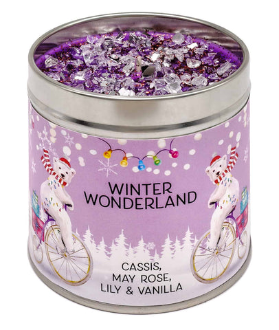 Tin candle with added sparkle and Christmas sentiment - Winter Wonderland