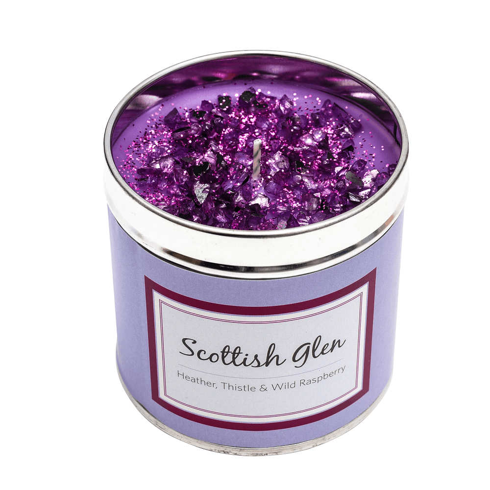 Candle with text saying 'Scottish Glen'