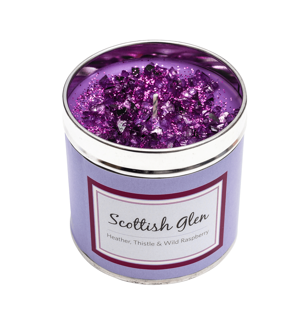 Candle with text saying 'Scottish Glen'