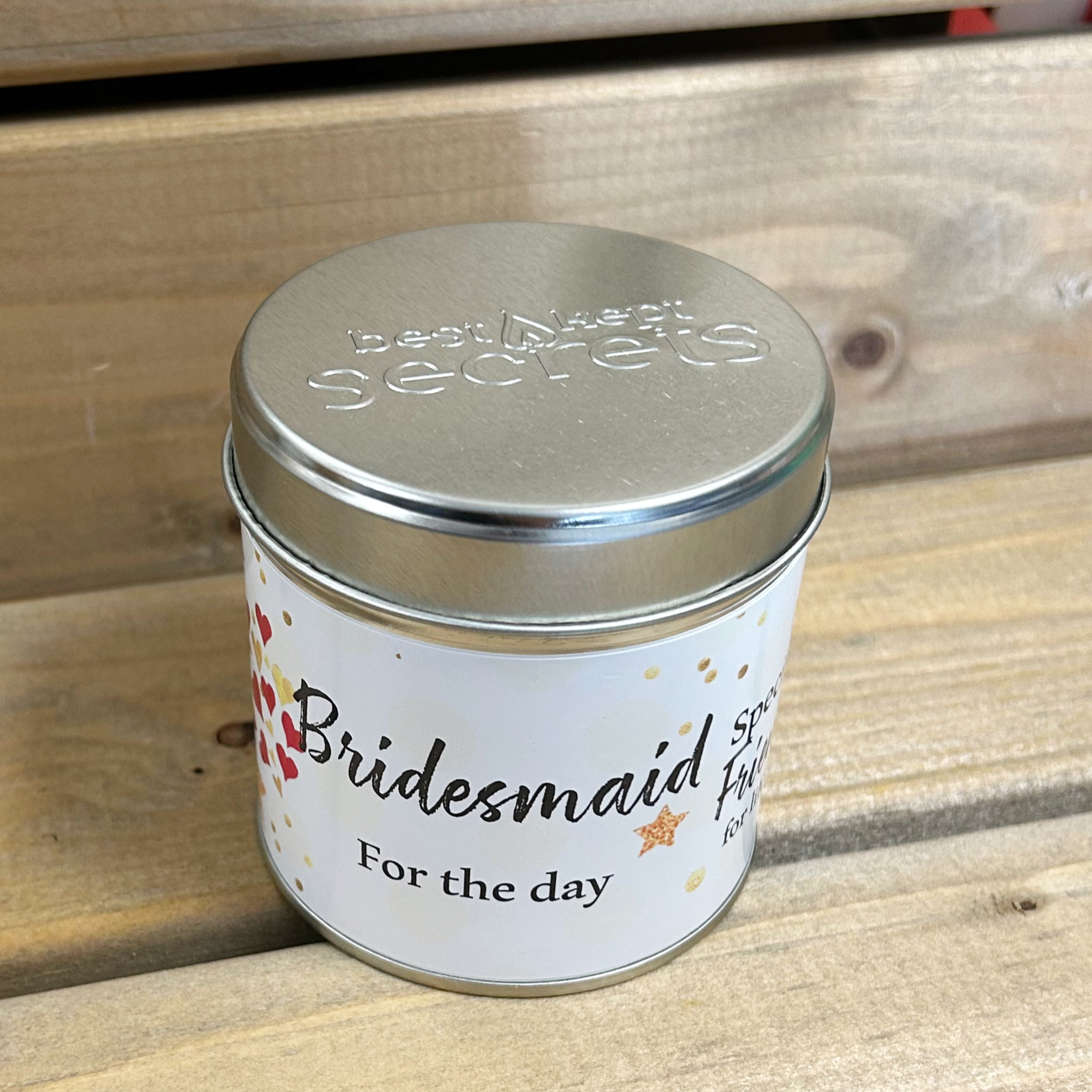 Bridesmaid tin candle with sparkles