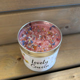 Tin candle with added sparkles with sentiment cousin 
