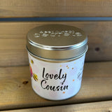 Tin cousin candle with added sparkles