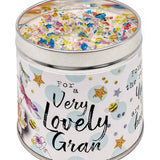 Tin gran candle with added sparkles