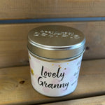 Tin granny sentimental candle with added sparkles